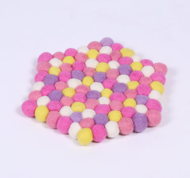 Felt ball coaster/Wool felted 100% natural coaster